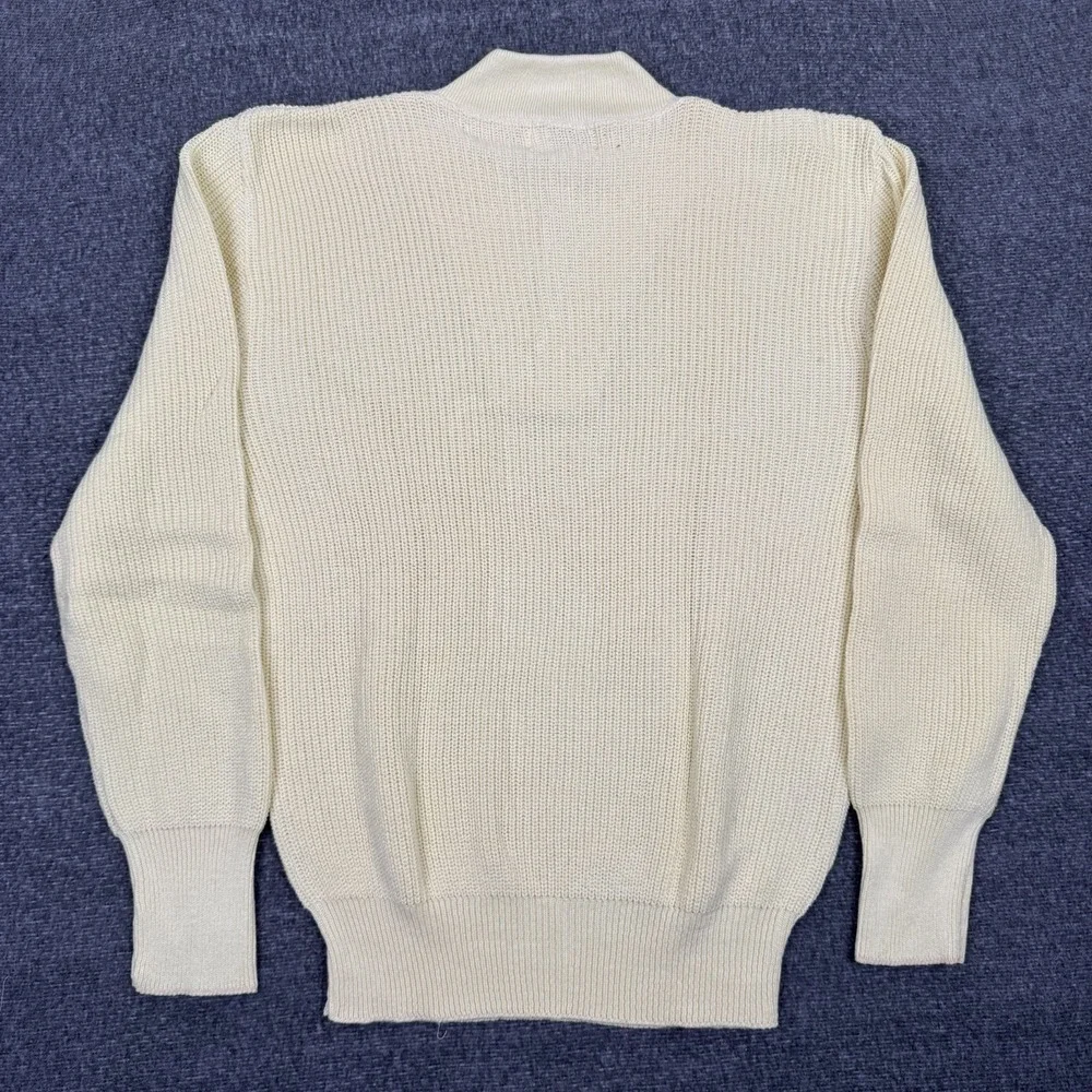 Vintage‎ St. Johns Bay Cardigan Sweater Mens XL Cream USA Knit Deadstock 70s